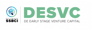 Program logo. Left quarter is a tree with Delaware SSBCI stacked under it. Other three quarters is letters DESVC in all caps on top and DE Early Stage Venture Capital Program stacked underneath.