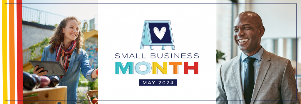 header image with small business month logo