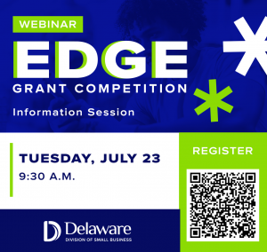 image of a flyer. Text says Webinar. EDGE Grant Competition Information Session. Tuesday July 23, 9:30 a.m. 